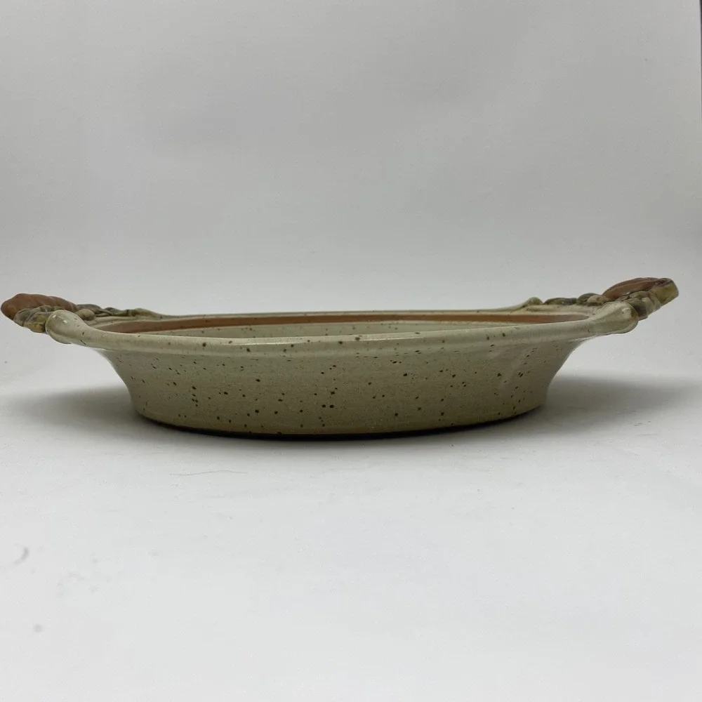Vtg Bob Andersen Sunflower Pottery Pumpkin Harvest Ceramic‎ Pie Dish Art 1990